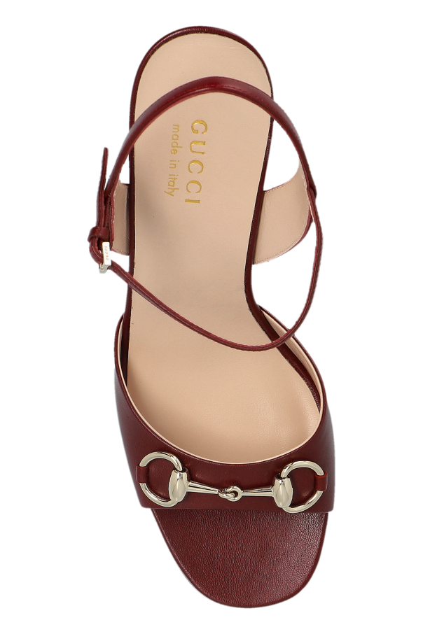 GUCCI 26S HIGH-HEELED SANDALS 125 MM IN DARK RED CALFSKIN